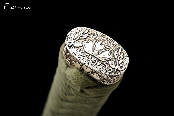 Hand-Forged Katana – High Manganese Steel, Olive Green Handle, Black Lacquer Scabbard