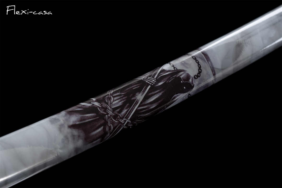 Hand-Forged Katana – 1060 High Carbon Steel, Blue Handle, White Lacquer Scabbard