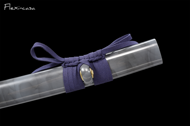 Hand-Forged Katana – 1060 High Carbon Steel, Blue Handle, White Lacquer Scabbard