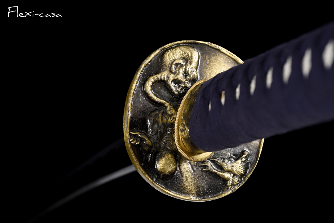 Hand-Forged Katana – 1060 High Carbon Steel, Blue Handle, White Lacquer Scabbard