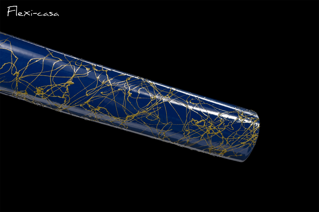 Hand-Forged Katana – 1060 High Carbon Steel, Blue Scabbard with Gold Fittings, White Handle