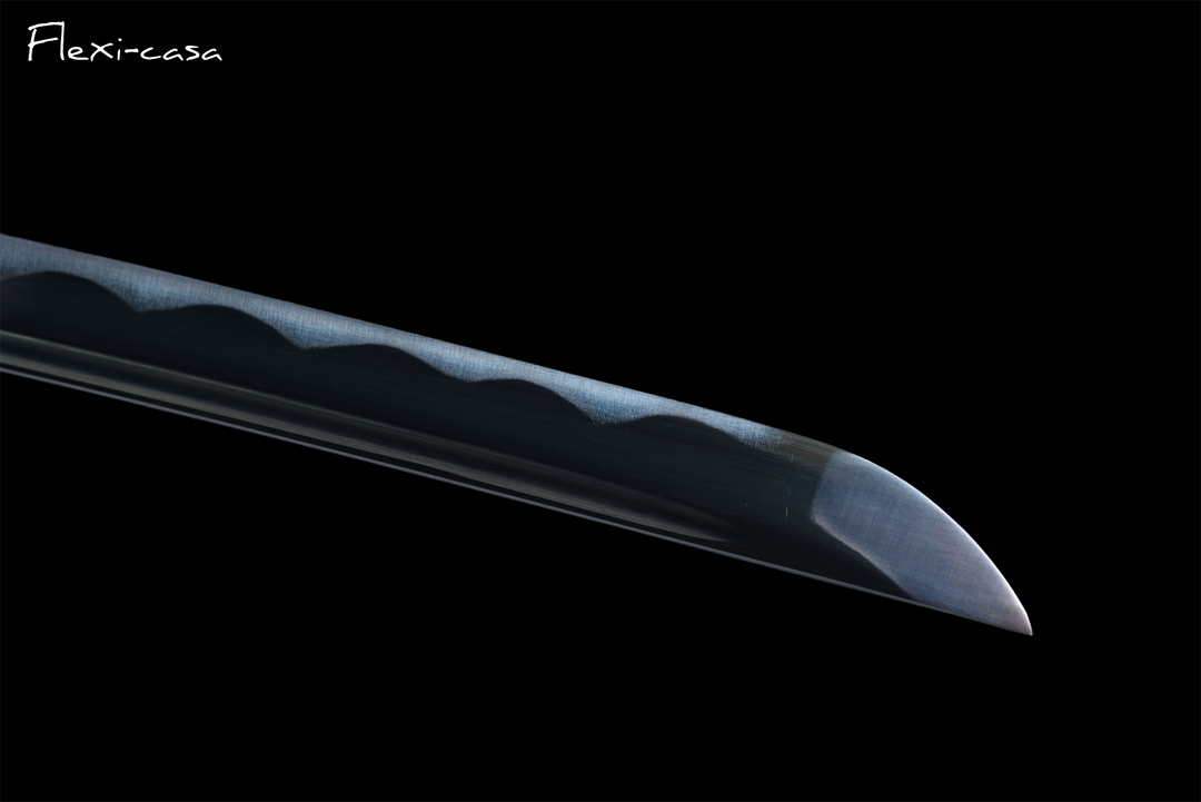 Hand-Forged Katana – 1060 High Carbon Steel, Blue Scabbard with Gold Fittings, White Handle