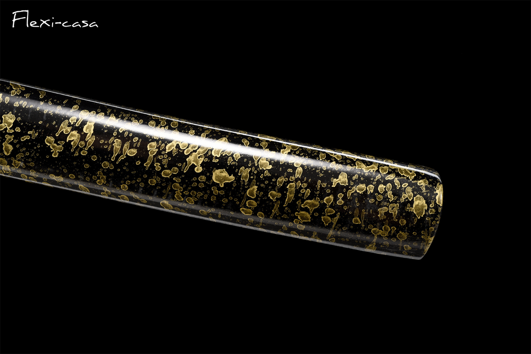 Hand-Forged Katana – 1060 High Carbon Steel, Red-Black Handle, Black Lacquer Scabbard, Gold Fittings