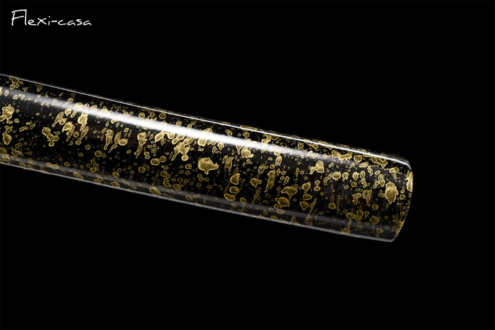 Hand-Forged Katana – 1060 High Carbon Steel, Red-Black Handle, Black Lacquer Scabbard, Gold Fittings