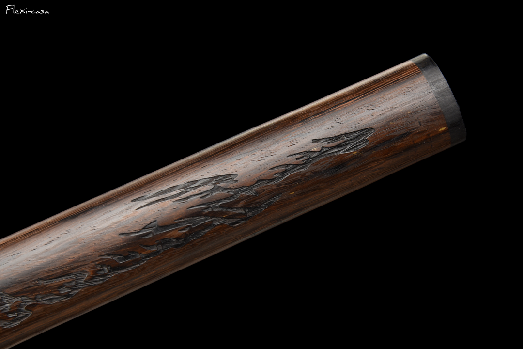 Hand-Forged Black Blade Katana – Rosewood Handle and Scabbard, High Manganese Steel