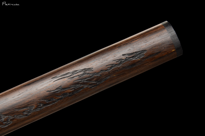 Hand-Forged Black Blade Katana – Rosewood Handle and Scabbard, High Manganese Steel