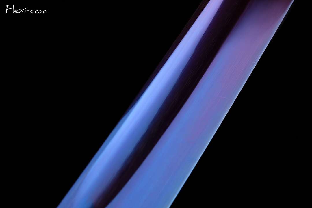 Hand-Forged Roasted Purple Katana – High Manganese Steel, Lacquered Scabbard, Black Leather Handle