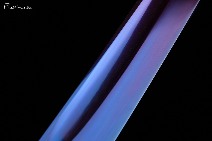 Hand-Forged Roasted Purple Katana – High Manganese Steel, Lacquered Scabbard, Black Leather Handle