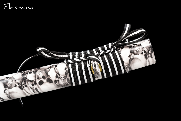 and-Forged Black Katana – 1060 High Carbon Steel, Marble-Pattern Saya, Gold Alloy Fittings