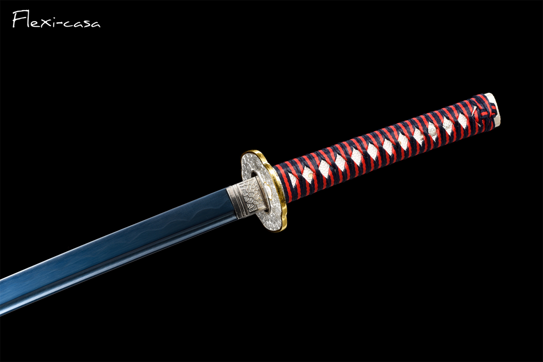 Hand-Forged Blue Katana – 1060 High Carbon Steel, Lacquered Scabbard, Red Cord Handle