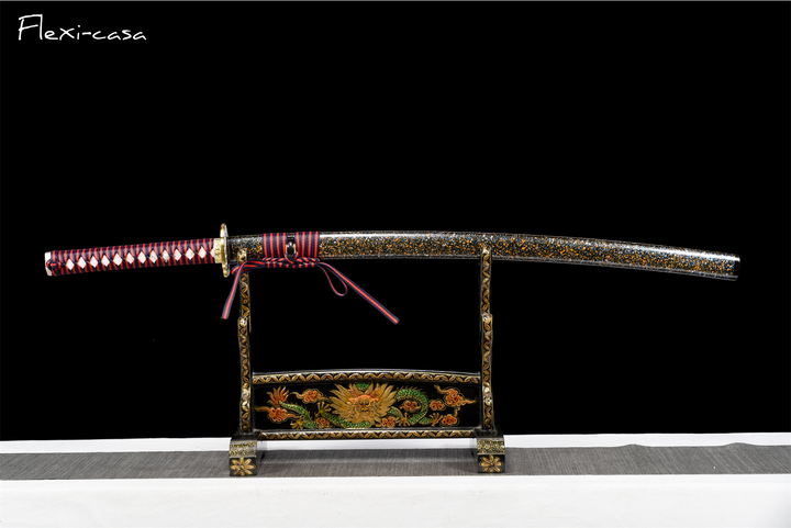 Hand-Forged Blue Katana – 1060 High Carbon Steel, Lacquered Scabbard, Red Cord Handle