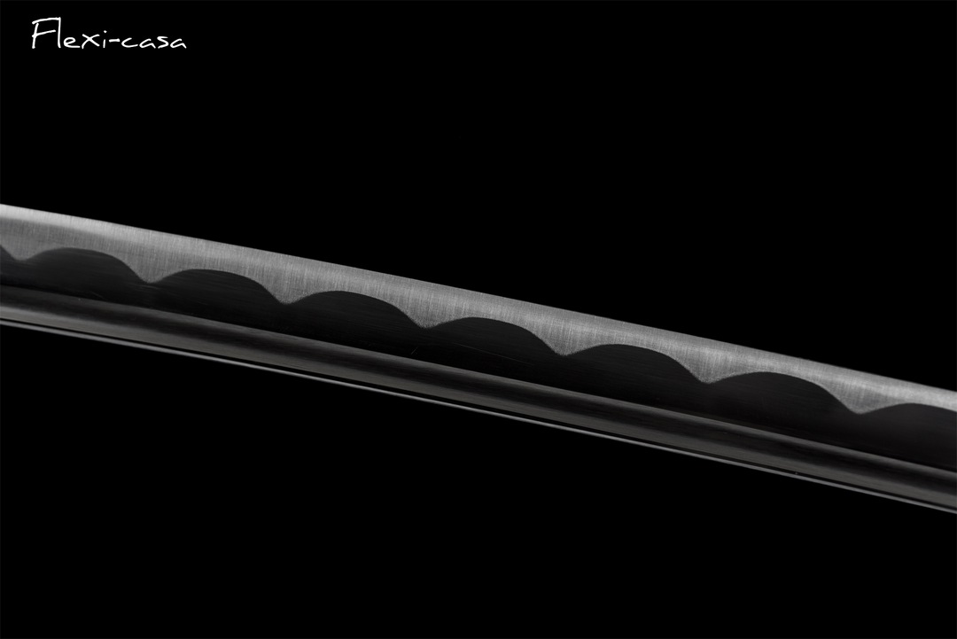 Hand-Forged Black Katana – 1060 High Carbon Steel, Gold Handle, Blue Lacquer Scabbard