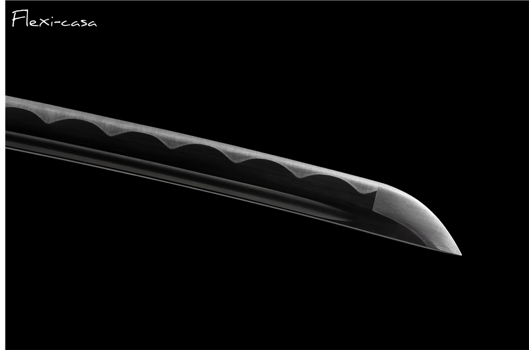 Hand-Forged Black Katana – 1060 High Carbon Steel, Gold Handle, Blue Lacquer Scabbard