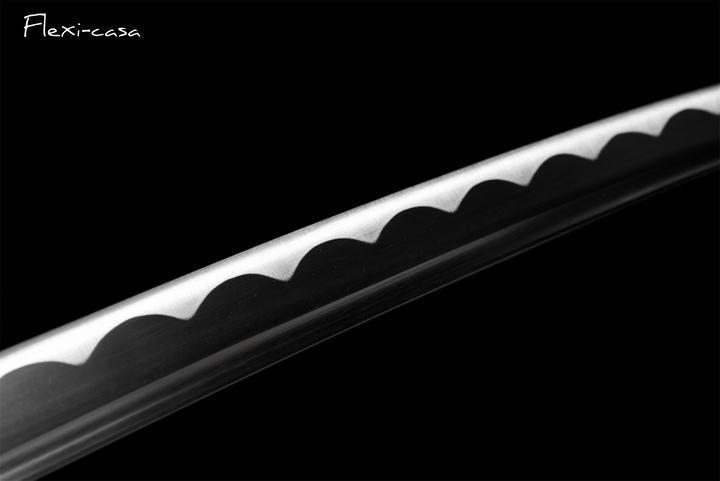 Hand-Forged Katana – 1060 High Carbon Steel, Gold Handle, Black Lacquer Scabbard