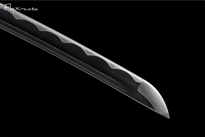 Hand-Forged Black Katana – 1060 High Carbon Steel, Gold Handle, Lacquered Scabbard