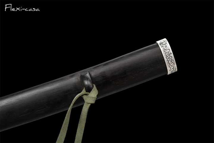 Hand-Forged Katana – High Manganese Steel, Green Handle, Rosewood Scabbard