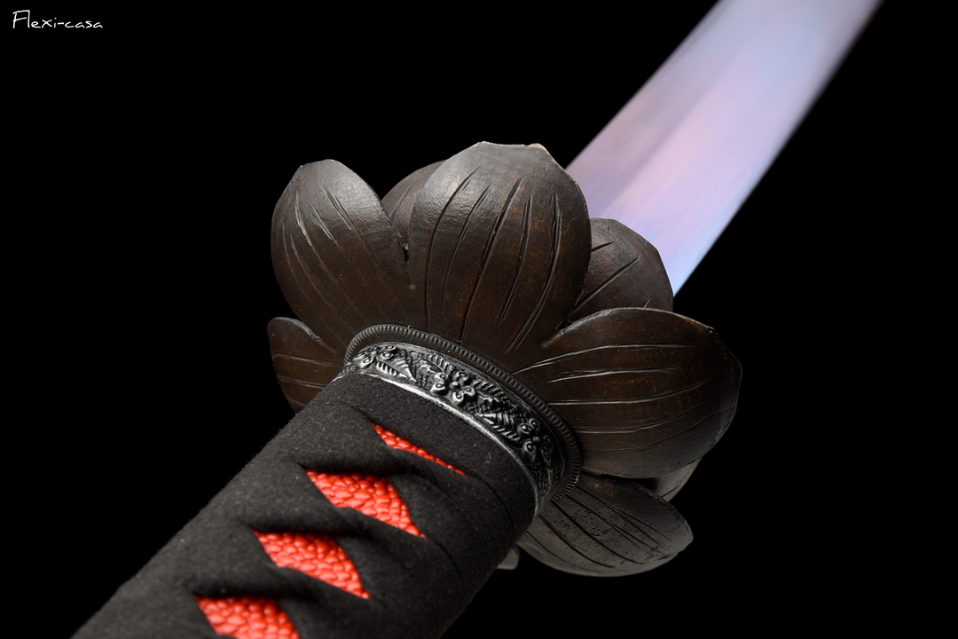 Hand-Forged Blue Gradient Katana – 1060 High Carbon Steel, Lacquered Scabbard, Full Tang Construction