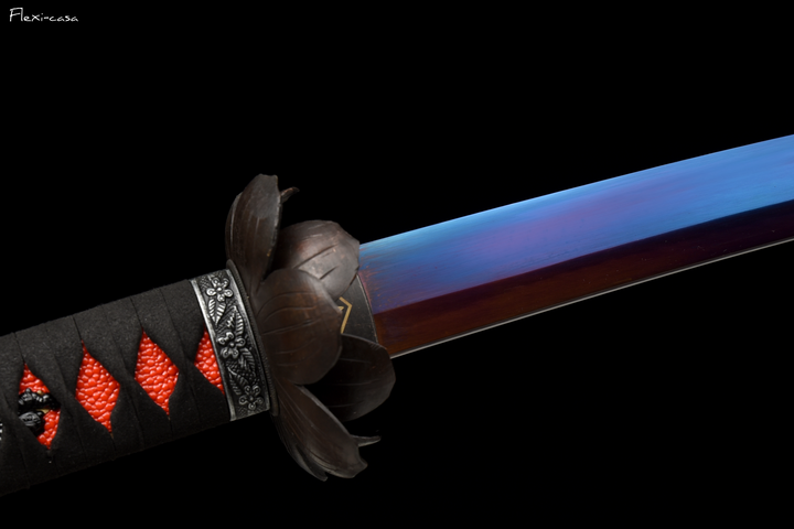 Hand-Forged Blue Gradient Katana – 1060 High Carbon Steel, Lacquered Scabbard, Full Tang Construction